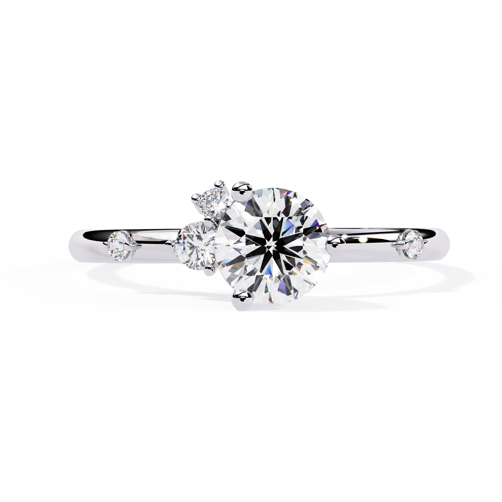 Solitairekart – 0.56 CT Side Cluster Lab Diamond Solitaire Ring | 14K Yellow Gold